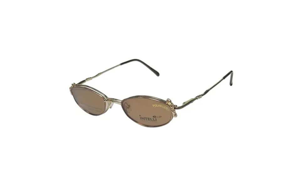 New Elite Strass Clipon Eyewear Intelli Clip 749 Womens Ladies Designer Full-rim Brown Gold Frame Demo Lenses 50-18-135