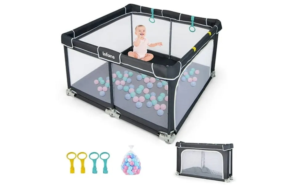 Olakids Baby Playpen 50x50 Foldable Large Baby Playard For Toddlers With Gate Soft Visible Mesh Indoor Outdoor Kids Acti