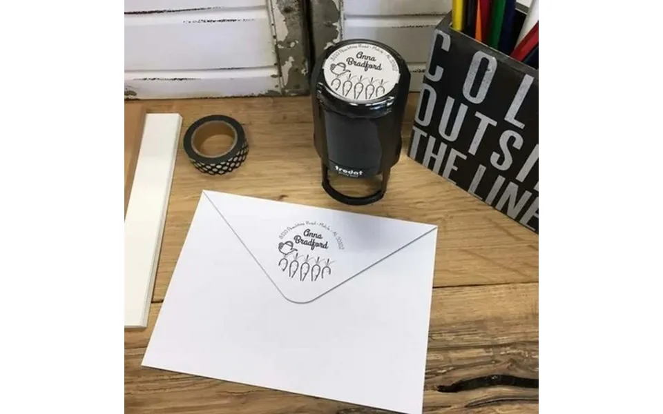 Personalized Round Self-inking Rubber Stamp - The Bradford