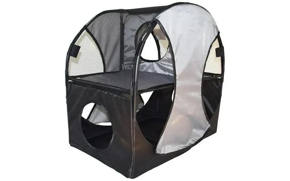 Pet Life Ptt7gybk Kitty Play Pet Cat House Grey & Black - One Size