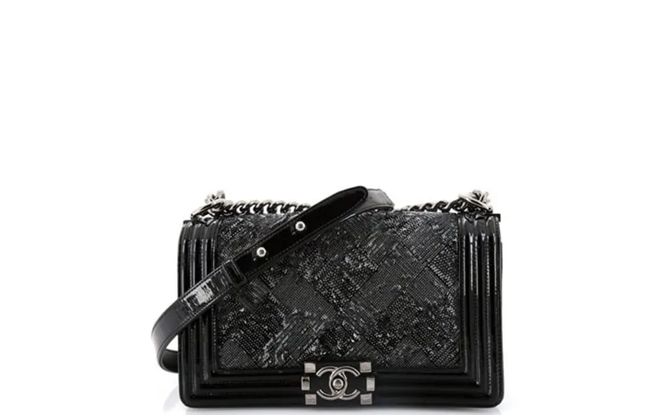 Pre-owned Chanel Boy Flap Bag Sequin With Patent Old Medium By Rebag