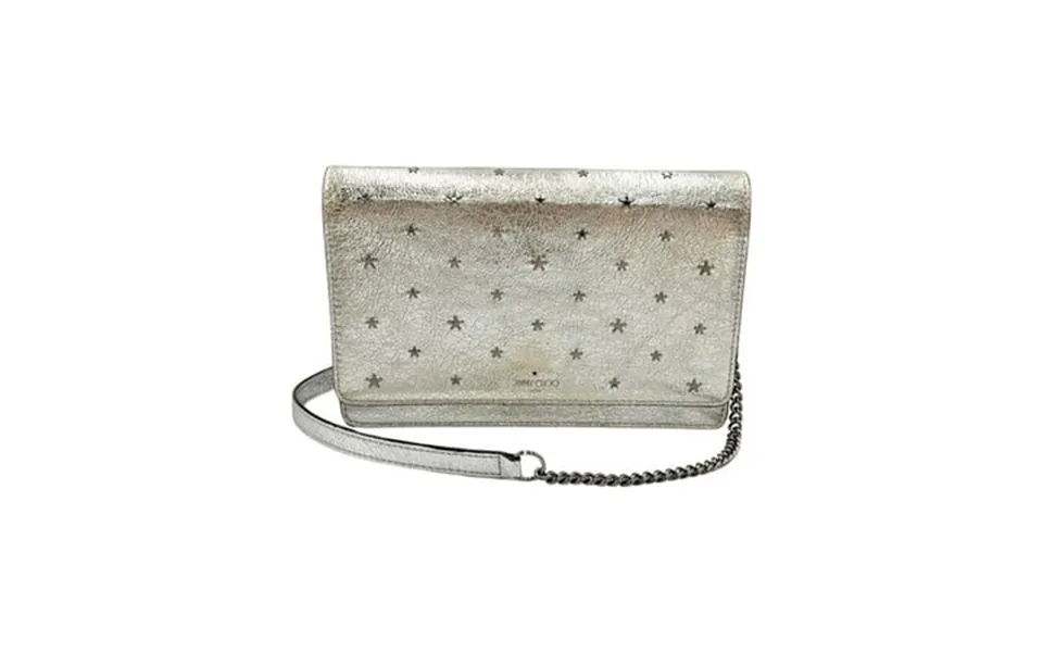 Pre-owned Jimmy Choo Palace Leather Wallet Chain In Silver For Women Fair