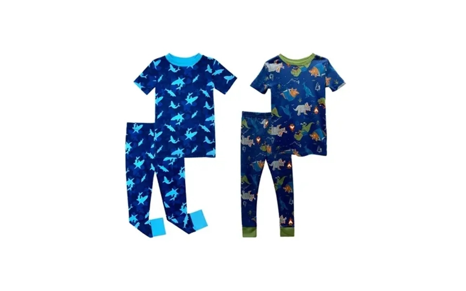 Prestigez Big Boys Four-piece Pajama Set Male Sharks Dinosaurs Size 2t