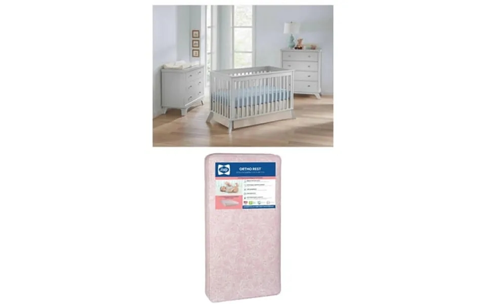 Sealy Bella 3-in-1 Crib With Sealy Pink Ortho Rest Mattress