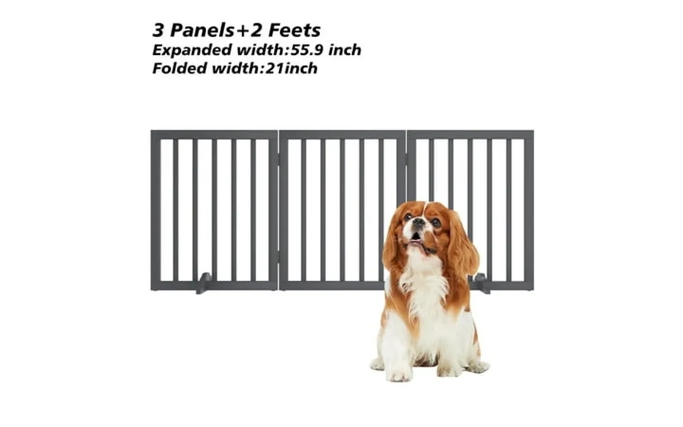 Semiocthome Ultra Wide Foldable Pet Gate For Doorway Freestanding Dog Gates For Stairs 55