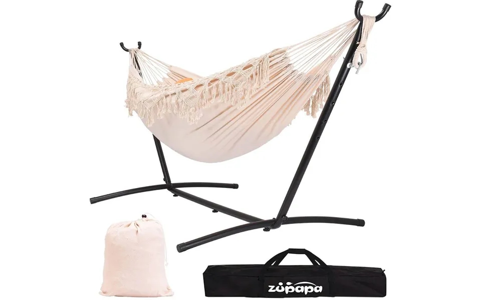 10 Ft Outdoor Hammock With Stand - Macrame White