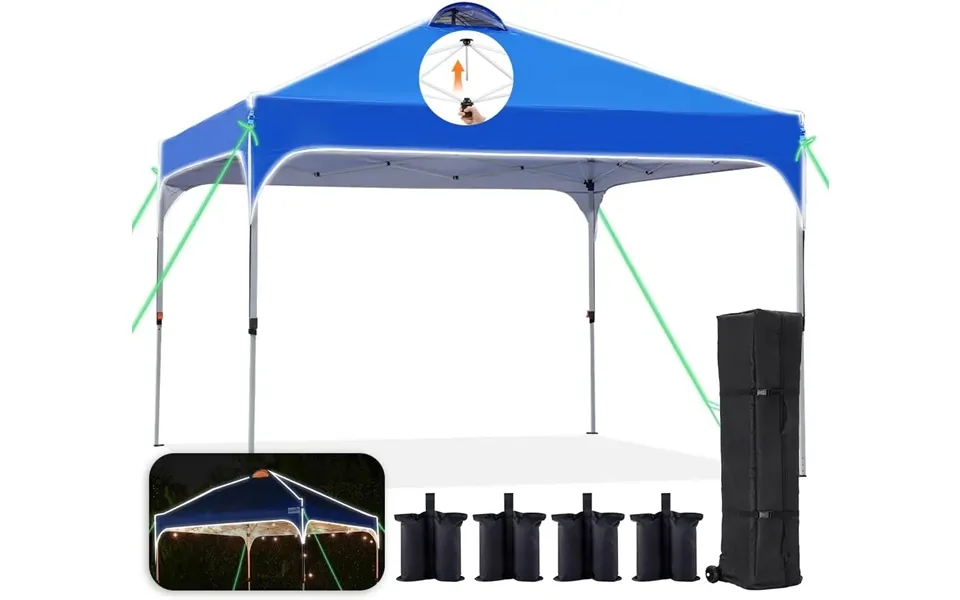 10' X 10' Blue Pop Up Canopy Tent Easy One Person Set Up - Blue