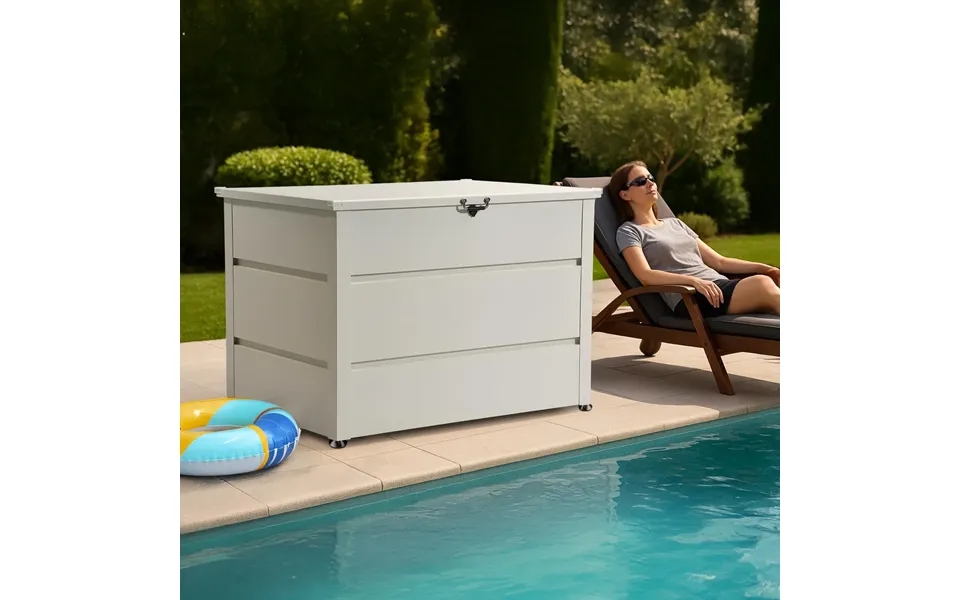 150 Gallon Metal Outdoor Deck Box - White