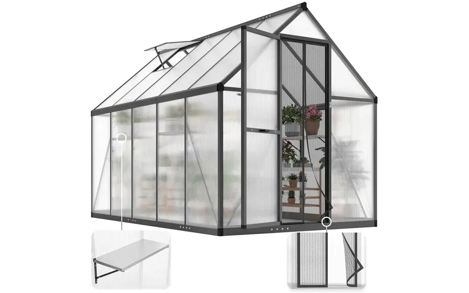 Polycarbonate Walk-in Greenhouse - Black