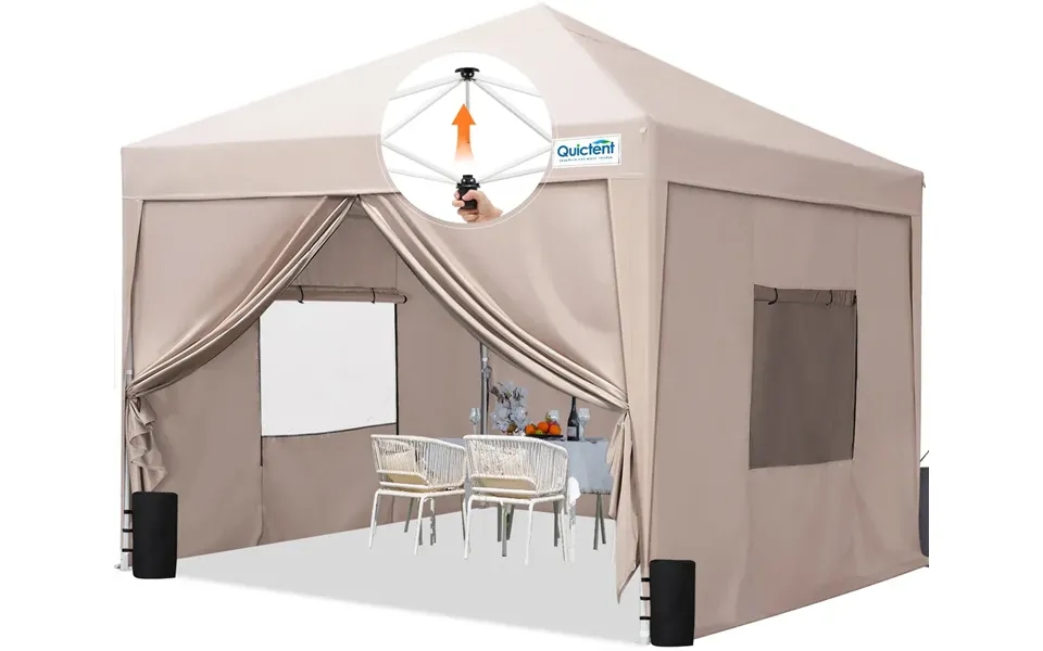 Privacy 10' X 10' Pop Up Canopy With Sides-beige - Beige